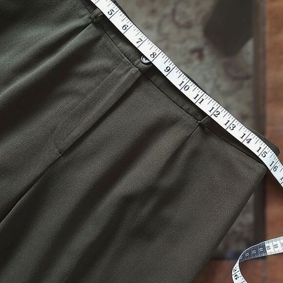 Vtg Ralph Lauren dark olive pleated wool blend trousers - Picture 5 of 9